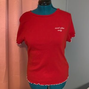 Forever 21 Scalloped Red Graphic Tee